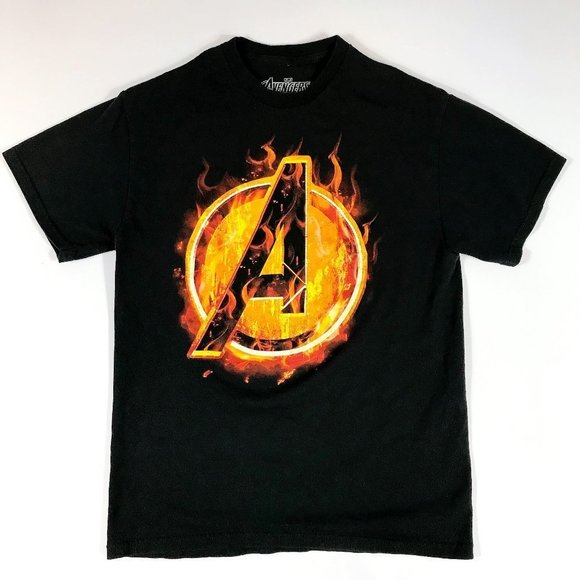Avengers Other - Avengers Black Graphic T-Shirt, Fire A Unisex Size M